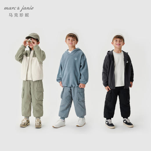 马克珍妮男女童立体口袋加绒工装裤儿童裤子束脚裤秋冬新款241557/551605 商品图1