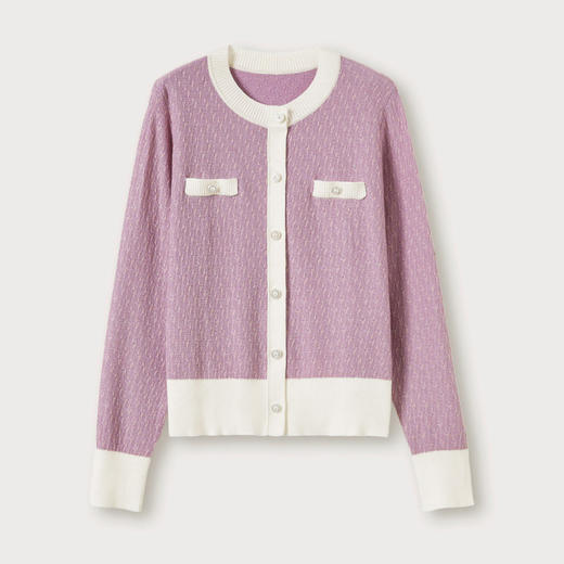 全新升级【铂金会员312/天猫419/差价107】(05846) 洛诗琳唐嫣同款秋冬新品海派小香风拼接羊毛针织开衫女 商品图0