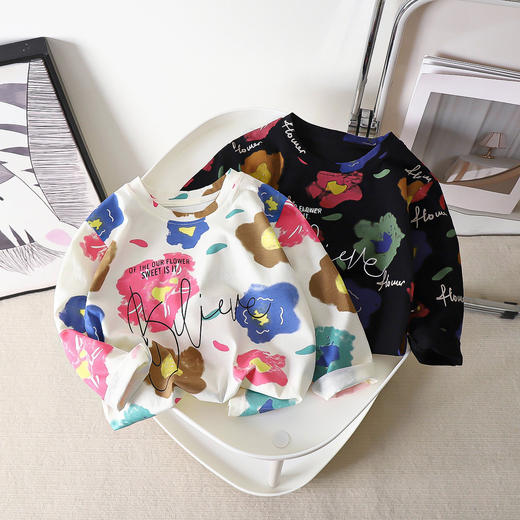 【49元到手3件】儿童印花长袖丨潮童时髦圆领上衣休闲洋气T恤 商品图5