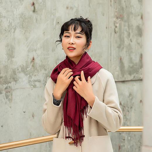 【优雅知性！仿羊绒保暖围巾】35cm宽仿羊绒围巾拉毛色加厚长巾秋冬季cashmere流苏披肩女妈妈装 商品图11