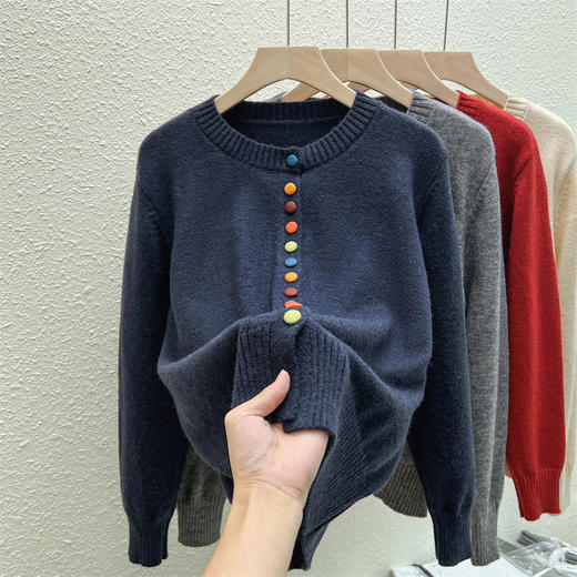 【针织毛衣开衫】复古慵懒风毛衣 秋冬休闲软糯针织显瘦针织衫毛衣 商品图1