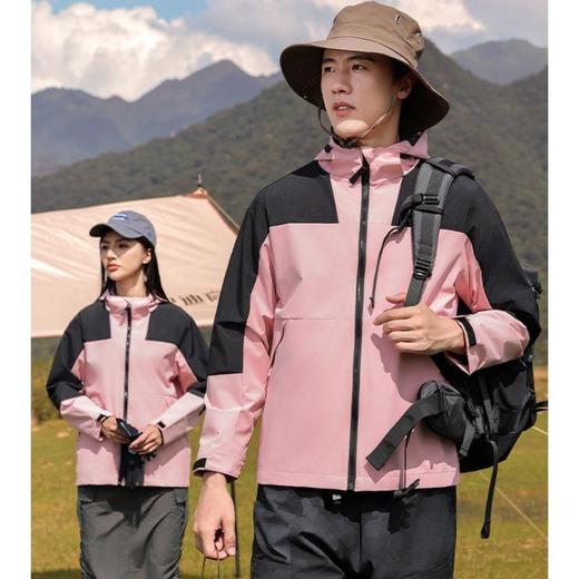 木纯时尚户外拼色情侣款宽松防水防风透气冲锋衣9522款 商品图3