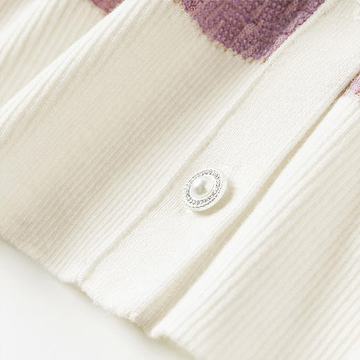 全新升级【铂金会员312/天猫419/差价107】(05846) 洛诗琳唐嫣同款秋冬新品海派小香风拼接羊毛针织开衫女 商品图3