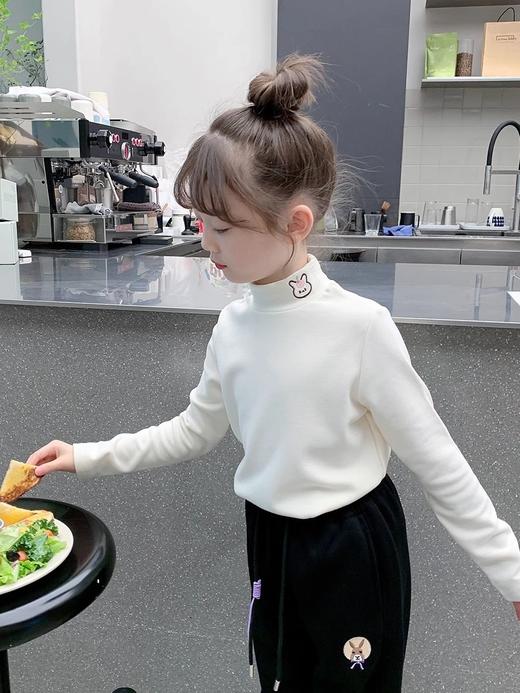 【可爱小兔纸，双面加厚，领口刺绣德绒打底衫】女童加厚打底衫 冬装新款 儿童德绒小宝宝洋气半高领 加厚上衣潮款-QQ 商品图3