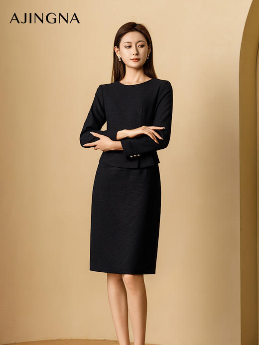 【商城同款】阿菁娜2024秋季新款知性优雅假两件连衣裙A29Q112060 商品图2