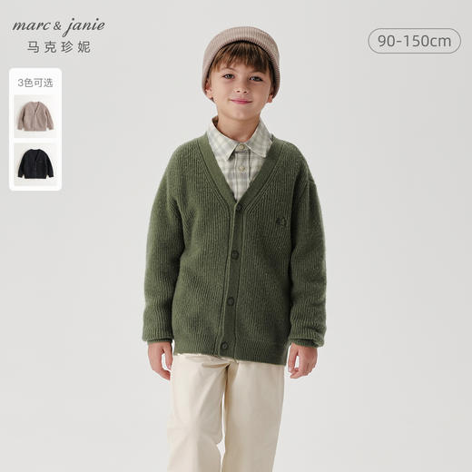 马克珍妮男童山系复古绵羊毛针织开衫儿童毛衣2024秋冬新款241687 商品图0