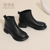 信诺真皮女靴子厚底短靴2024秋冬季新款不加绒单靴粗跟妈妈鞋皮鞋M583-11C 商品缩略图2