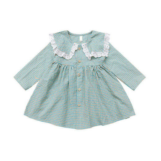 【时髦秋装！长袖翻领格子公主裙】女童连衣裙 洋气小女孩长袖翻领格子公主裙儿 宝宝翻领格子 儿童裙子中小童长袖洋气公主裙-QQ 商品图3