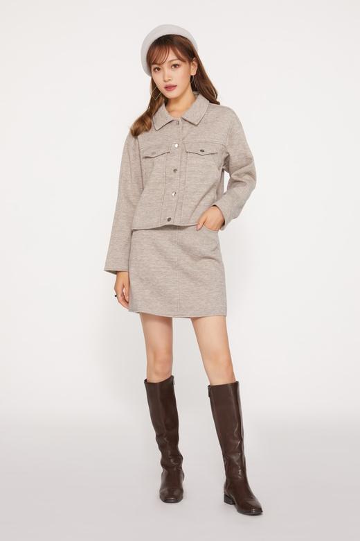 Kai & Kiera 浅花灰翻领夹克短裙套装 10235 商品图1