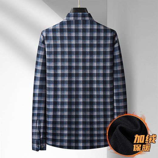 【加绒】【新款DM】大依优型大码加绒高弹长袖衬衫男宽松加肥加大码男士休闲商务方格衬衣上衣胖子 商品图7