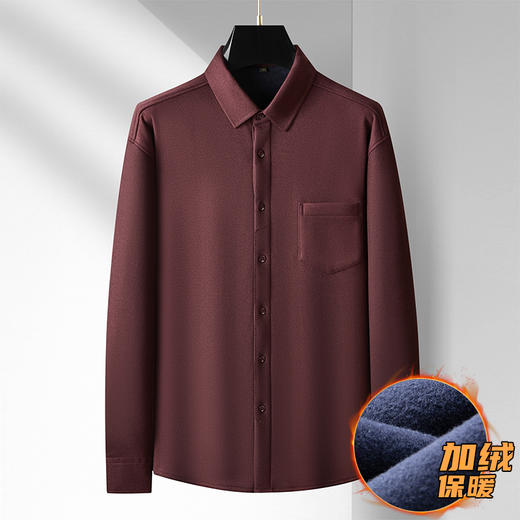 【特大码】【加绒】【封口款】【新款DM】大依优型大码加绒高弹长袖衬衫男宽松加肥加大码男士休闲商务衬衣上衣胖子 商品图1