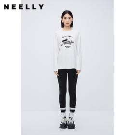NEELLY纳俪商场同款秋新款长袖T恤女内搭上衣洋气百搭打底衫ins潮N24104T04559