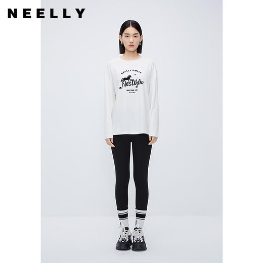 NEELLY纳俪商场同款秋新款长袖T恤女内搭上衣洋气百搭打底衫ins潮N24104T04559 商品图0