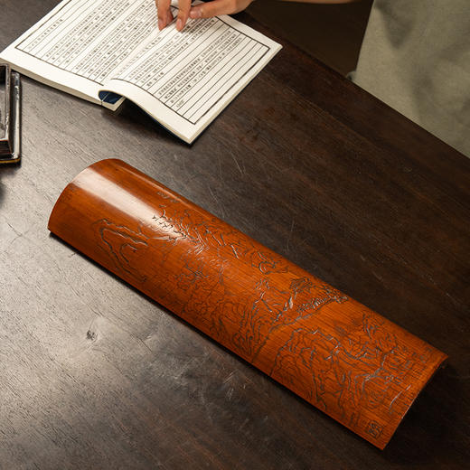 明 竹雕高山深谷归居图大臂搁 商品图4