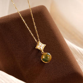 子佩集S925银【幸运之光】套链【DSD943】纯银蓝珀项链星芒球形镀金2410