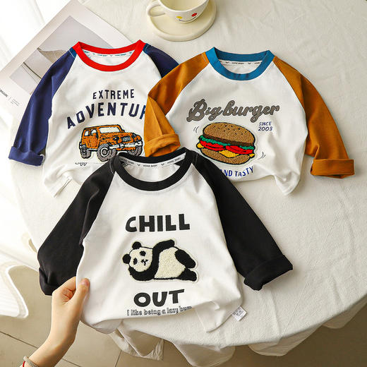 【49元到手3件】儿童印花长袖丨潮童时髦圆领上衣休闲洋气T恤 商品图4