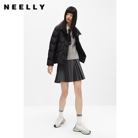 NEELLY纳俪商场同款冬季新款羽绒服女立领菱格短款外套保暖百搭N24104L04590