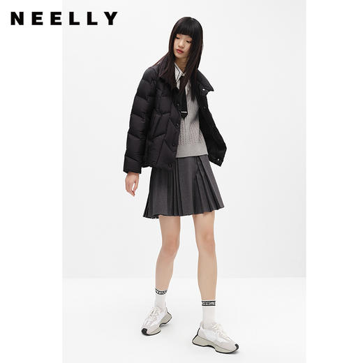 NEELLY纳俪商场同款冬季新款羽绒服女立领菱格短款外套保暖百搭N24104L04590 商品图0