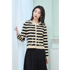 NEELLY纳俪金扣撞色条纹针织开衫女圆领时尚韩版长袖百搭通勤毛衣N24104A04551 商品缩略图1