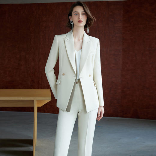 IWY/米白色总裁职业西装套装女秋冬干练商务接待工作服职业装CP1966 商品图0