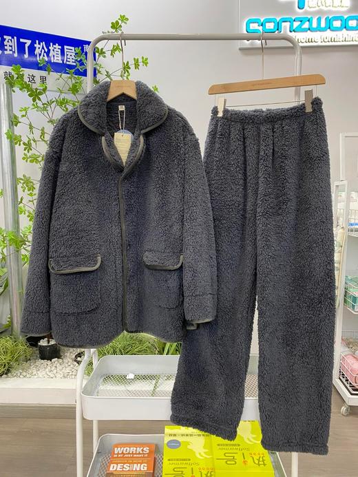 松植屋情侣款加厚使命珊瑚绒长袖套装冬季男女睡衣保暖家居服棉服 商品图7