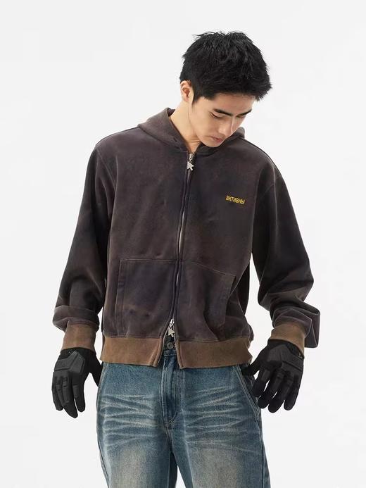 FMACM/WY2335/重磅洗水扎染连帽印花卫衣外套 商品图2