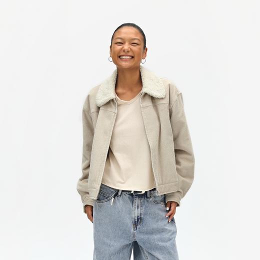 oneup灯芯绒羊羔绒翻领拉链棉服 商品图1