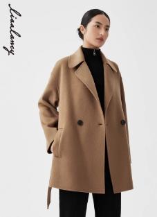 朗姿短款羊毛羊绒毛呢大衣双面呢外套LASH02HHC422A41 商品图0