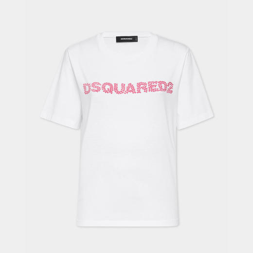 DSQUARED2 女士字母徽标棉质平纹针织宽松圆领短袖T恤 白色 S72GD0551 S24662 100 商品图0