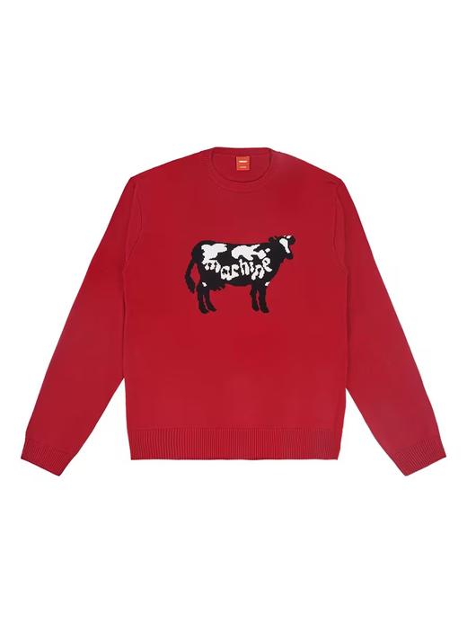 FMACM/ZZS2403/奶牛“Machine”手工提花圆针织衫 商品图4