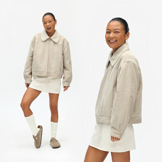 oneup灯芯绒羊羔绒翻领拉链棉服 商品图4