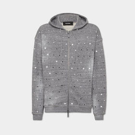 DSQUARED2 男士未拉绒羊毛宽松拉链连帽卫衣 灰色 S71HG0140 S25463 860M