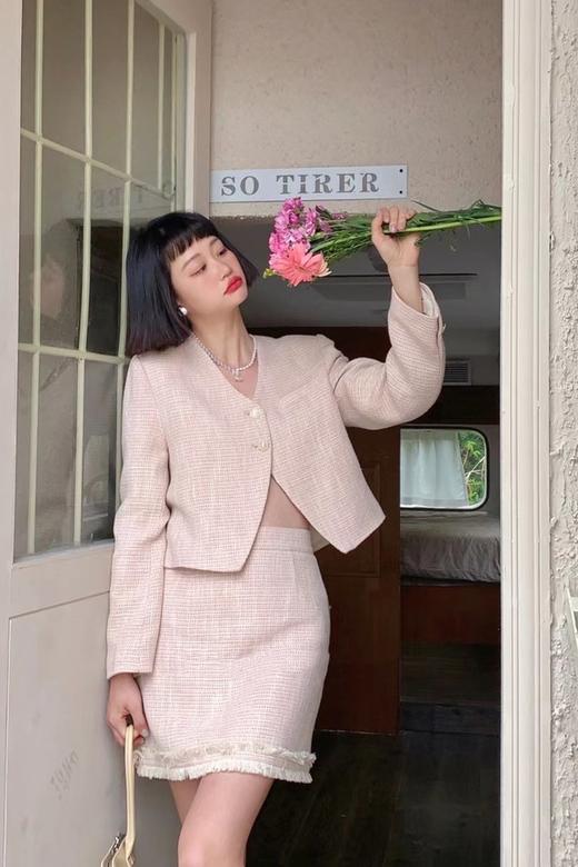 amadella 气质浅粉色甜美时髦小香风外套半裙套装 17236 商品图6