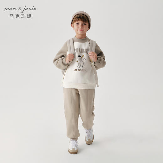 马克珍妮男童棒球小熊加绒运动卫衣儿童宽松上衣秋冬新款541922 商品图1