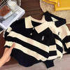 【冬日寒风！温暖童心】秋季新品 洋气儿童翻领条纹毛衣 男童女童休闲毛衣  针织质地精细织工 让宝贝穿上就不想脱-QQ 商品缩略图3