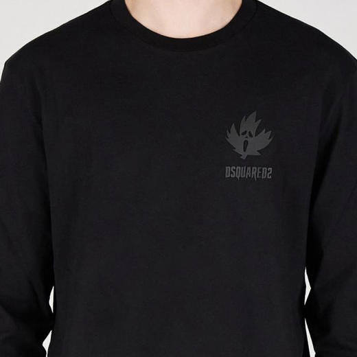 【二】DSQUARED2 男士枫叶徽标贴花棉质圆领长袖T恤 黑色 S74GD1356 D20020 900 商品图2