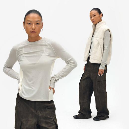 oneup兰精天丝美丽奴羊毛女式合身长袖T恤 商品图2