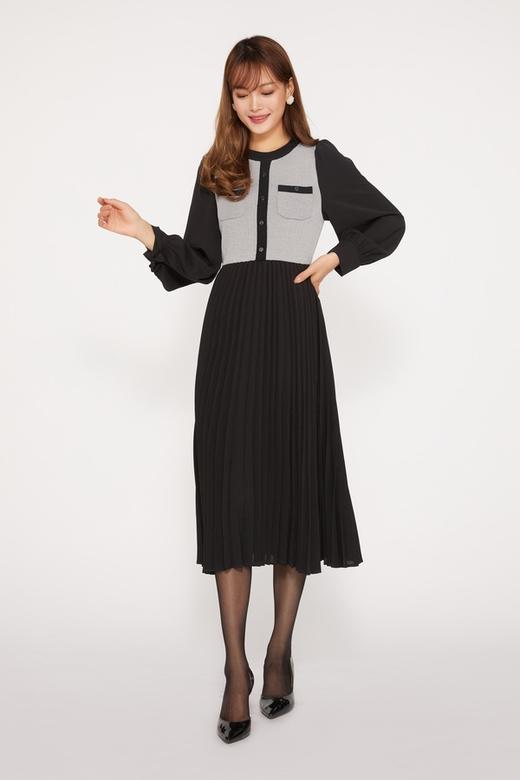 Le Malene 复古赫本风针织拼接连衣裙 10253 商品图1