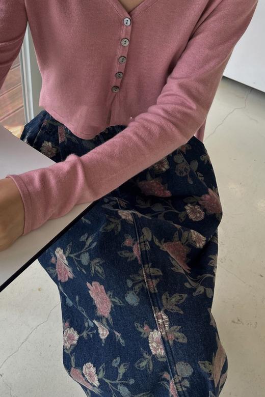 L.Fleuri 花朵图案高腰大A字牛仔半裙 17226 商品图1