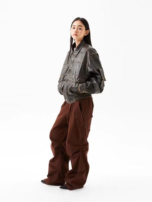 FMACM/JK2410/重磅棕色皮衣复古夹克 商品图3