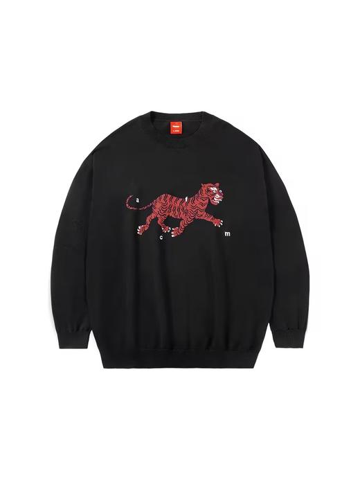 FMACM/ZZS2303/藏毯虎纹饰嵌花圆领针织毛衣 商品图3