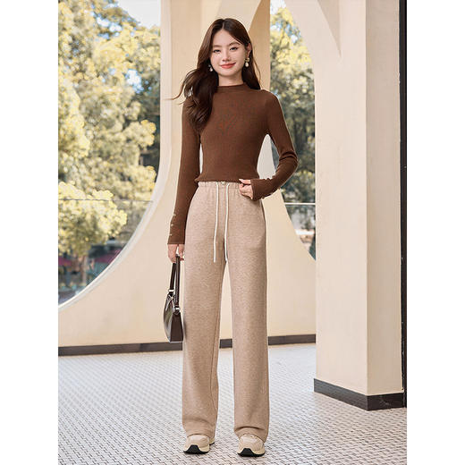 【年终特卖】熙世界半高领羊毛针织衫女秋冬内搭新款纯色修身显瘦长袖打底毛衣 商品图4