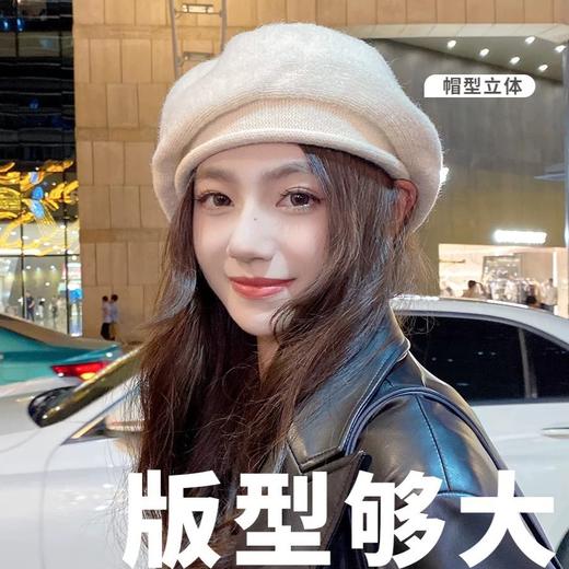 【显脸小！超好看的贝雷帽】随意佩戴，秒戴出型！大头围宽边毛线帽子，版型够大才显脸小，韩版百搭针织南瓜帽日系保暖冬季画家帽QQ 商品图3
