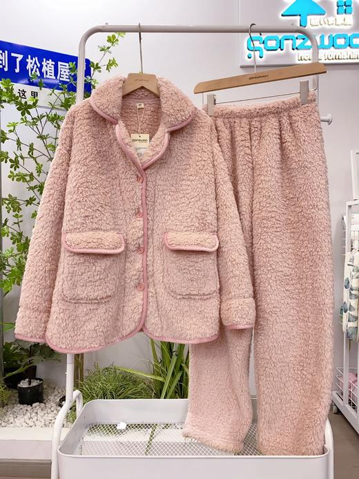 松植屋情侣款加厚使命珊瑚绒长袖套装冬季男女睡衣保暖家居服棉服 商品图4