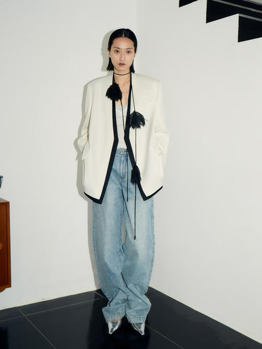 分镜头/SHANG1BYSHANGYI  2024新款设计师品牌高级感撞色边西服3380 商品图5