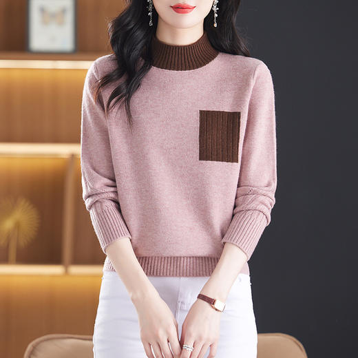 CC-13-6383毛衣女秋冬2014新款洋气宽松半高领针织打底衫短款长袖上衣 商品图2