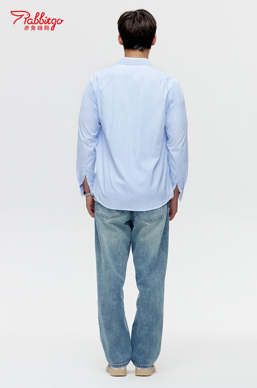 赤兔嗨购长袖衬衫男2024秋季新款简约纯色百搭上衣商务免烫男女衬衣通勤风 商品图3