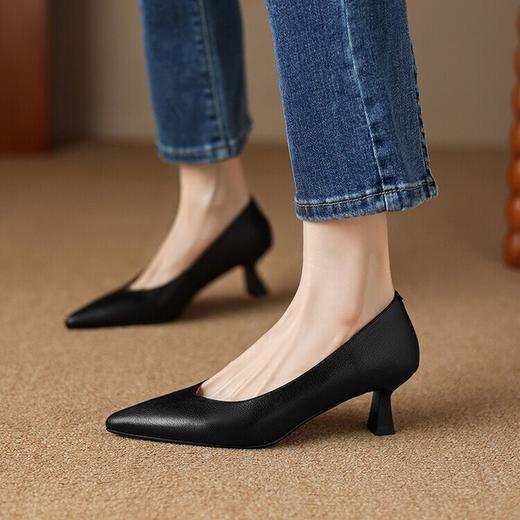 【预售5天】法式尖头单鞋女春秋新款百搭通勤职业工作鞋浅口细跟高跟鞋女ASN&1956 商品图2