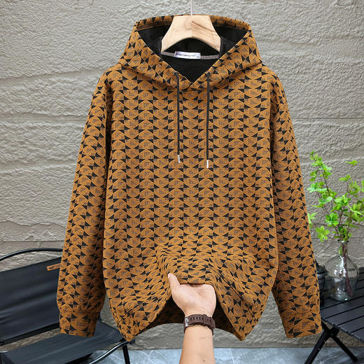 【特大码】【新款DFF】大依优型大码连帽卫衣男宽松休闲上衣胖子加肥加大男士潮流 商品图1