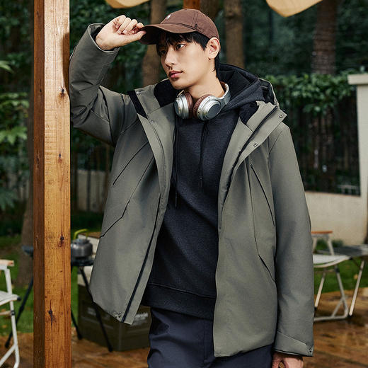 棉仓357815021-微宽松机能压胶连帽白鹅绒羽绒服 商品图0